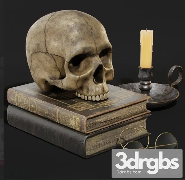 Skull And Books 3D Model Download Skull And Books 3D Model Download