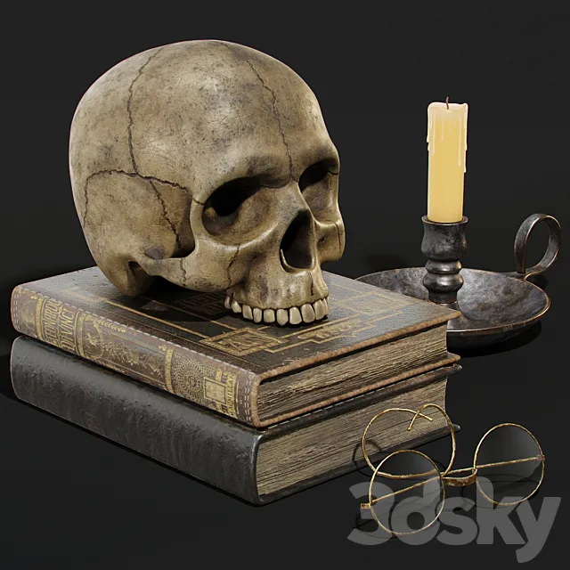 Skull and Books 3DModel
