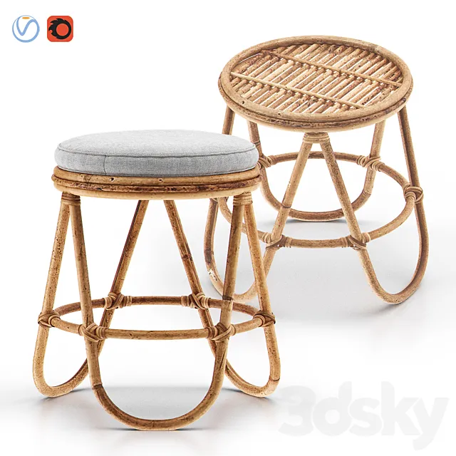 SKYE Rattan Stool 3D Model