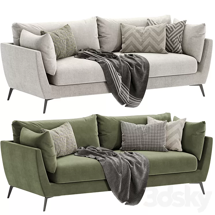 skyler 3 seater fabric sofa 3D Model Free Download