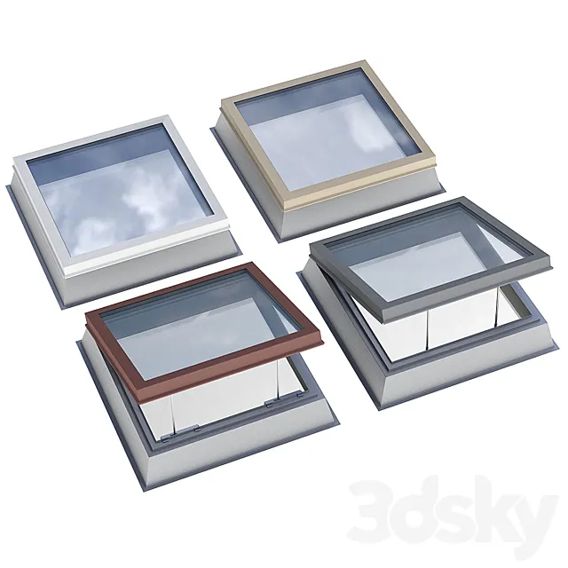Skylight dormer window second light on a flat roof _ Modular roof window dormer skylight rooflight 3D Model