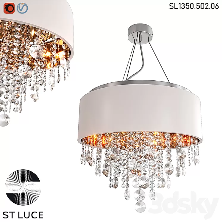 SL1350.502.06 Ceiling lamp ST-Luce Chrome/White Golden OM 3D Model SL1350.502.06 Ceiling lamp ST-Luce Chrome/White Golden OM 3D Model