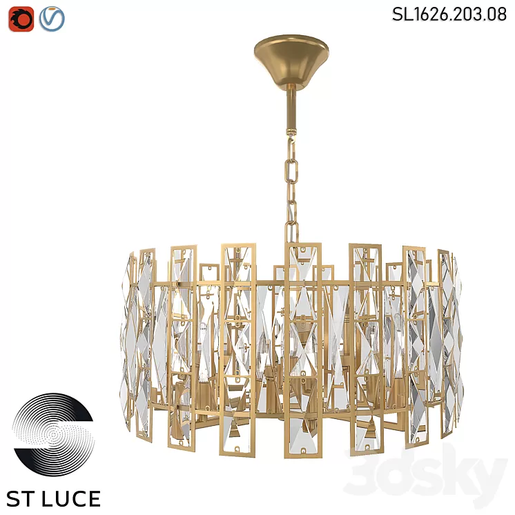 SL1626.203.08 Pendant chandelier ST-Luce champagne transparent OM 3D Model SL1626.203.08 Pendant chandelier ST-Luce champagne transparent OM 3D Model