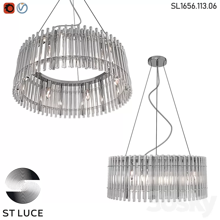 SL1656.113.06 Pendant chandelier ST-Luce Nickel/Transparent OM 3D Model SL1656.113.06 Pendant chandelier ST-Luce Nickel/Transparent OM 3D Model