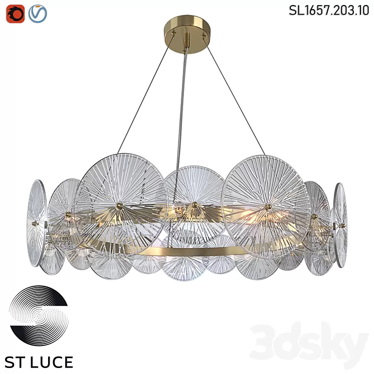 SL1657.203.10 Pendant chandelier ST-Luce Golden/Transparent OM 3D Model SL1657.203.10 Pendant chandelier ST-Luce Golden/Transparent OM 3D Model