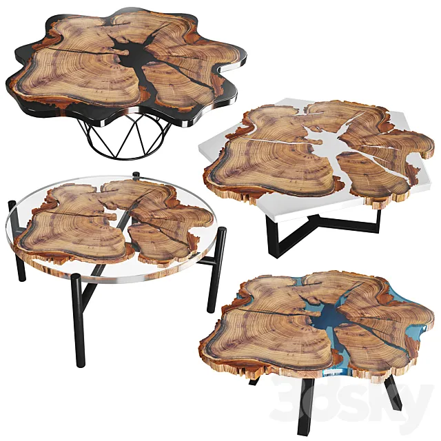 Slab coffee tables 3D Model Slab coffee tables 3D Model