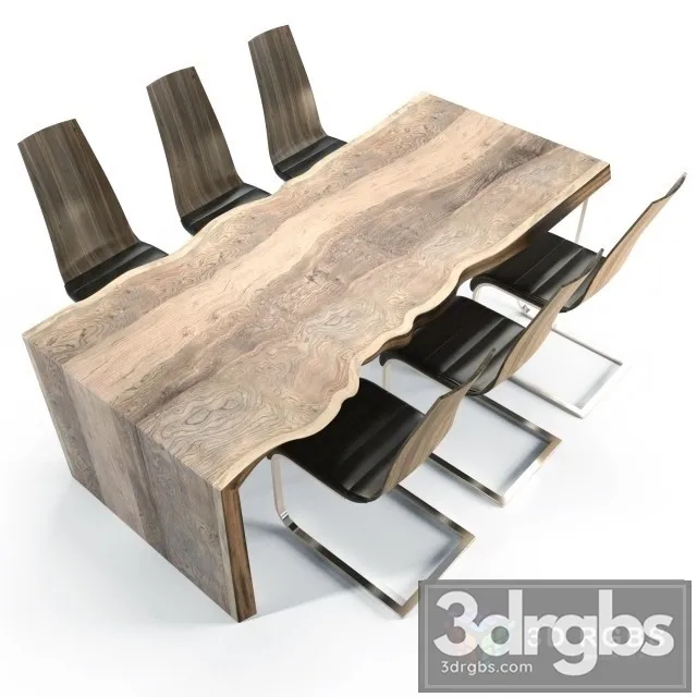 Slab Table and Chair 3D Model Download