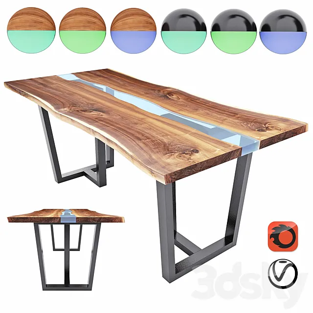 Slab table – river 3D Model