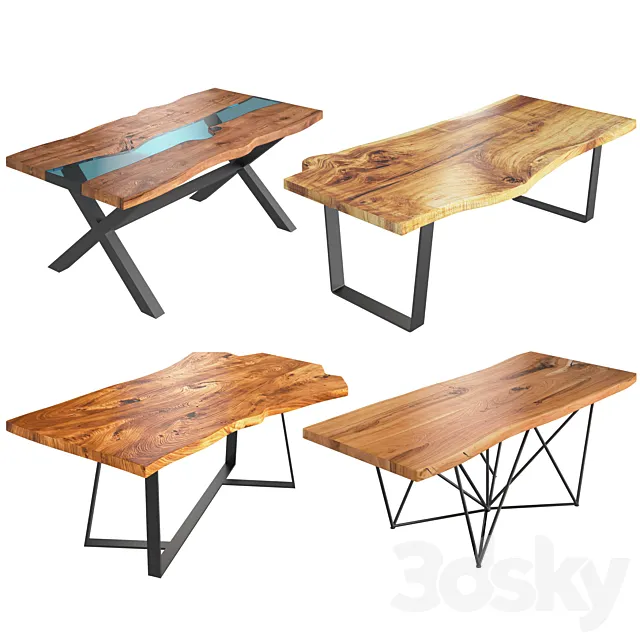 Slab Tables Set 3D Model Slab Tables Set 3D Model