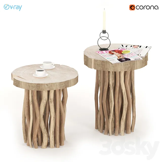 Slabs on wooden legs. 3D Model Slabs on wooden legs. 3D Model