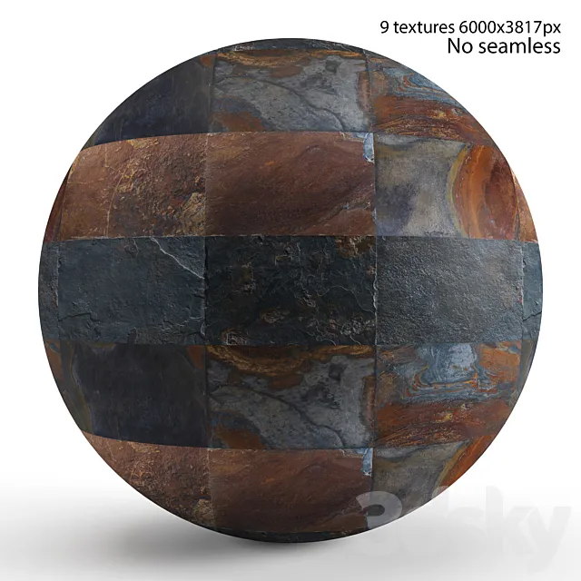 Slate and rusty slate. 9 textures 3D Model
