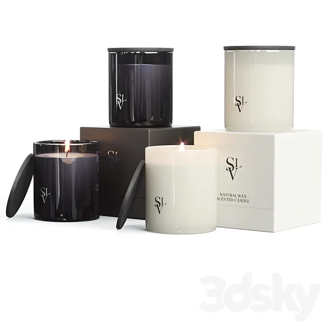 Slettvoll Glass Scented Candle Set 3D Model Slettvoll Glass Scented Candle Set 3D Model