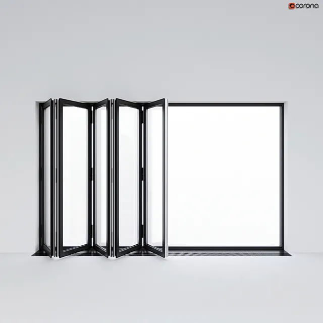 Sliding aluminum window accordion (door) 3D Model