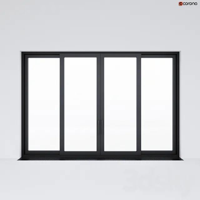 Sliding aluminum window (door) 2 3DModel
