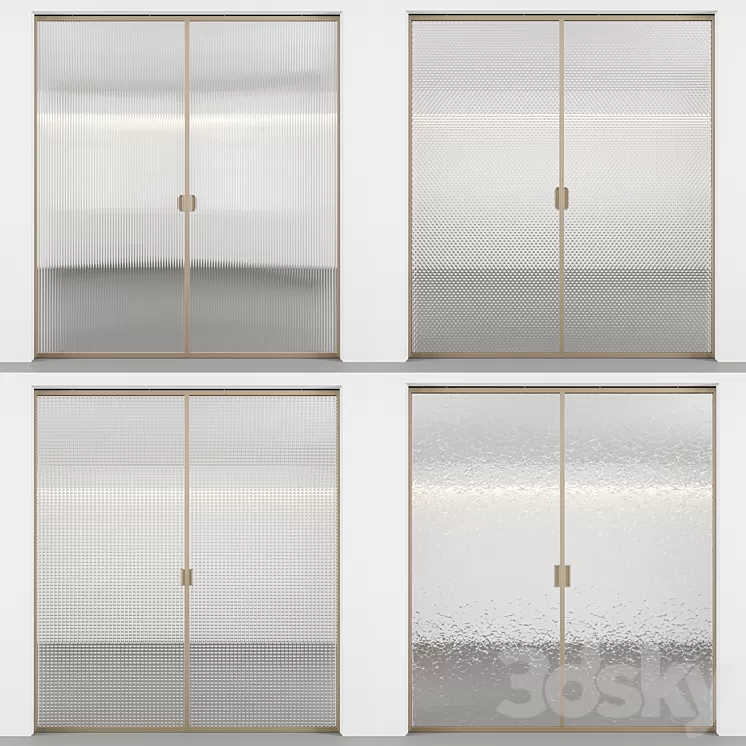 Sliding doors with embossed glass 3D Model