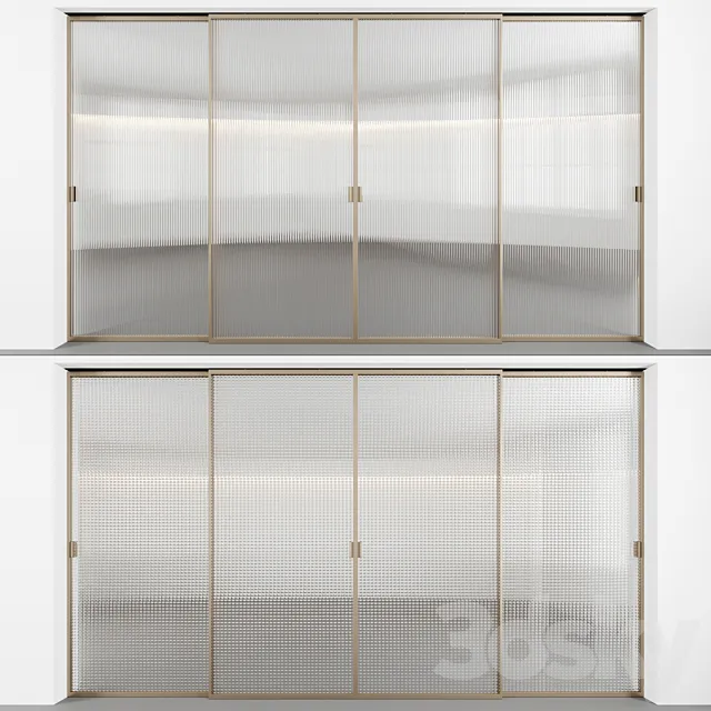 Sliding doors with embossed glass 3D Model