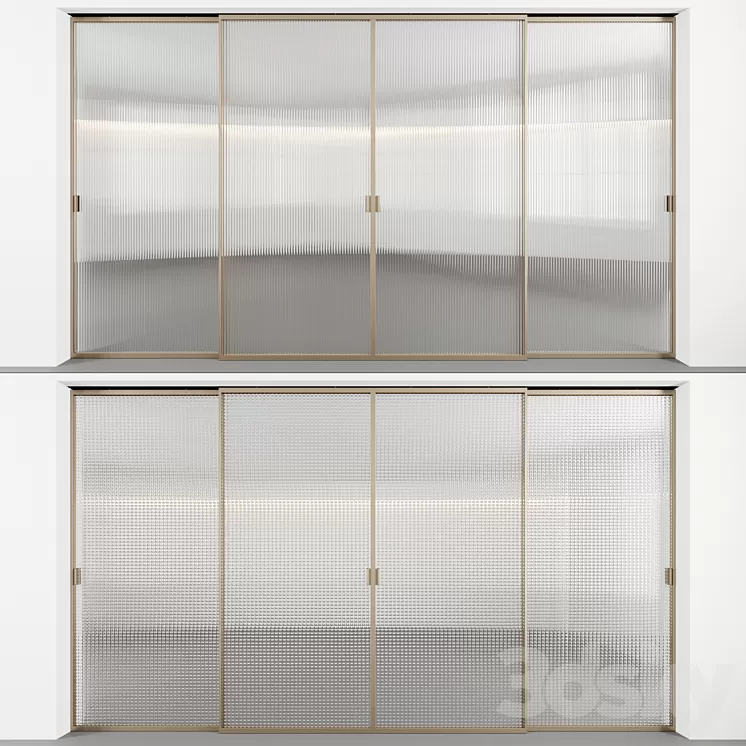 Sliding doors with embossed glass 3D Model