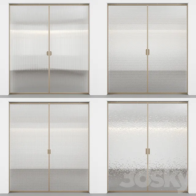 Sliding doors with embossed glass 3DModel