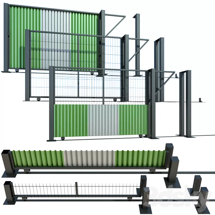 Sliding gate gate for building plot 3D Model Sliding gate gate for building plot 3D Model
