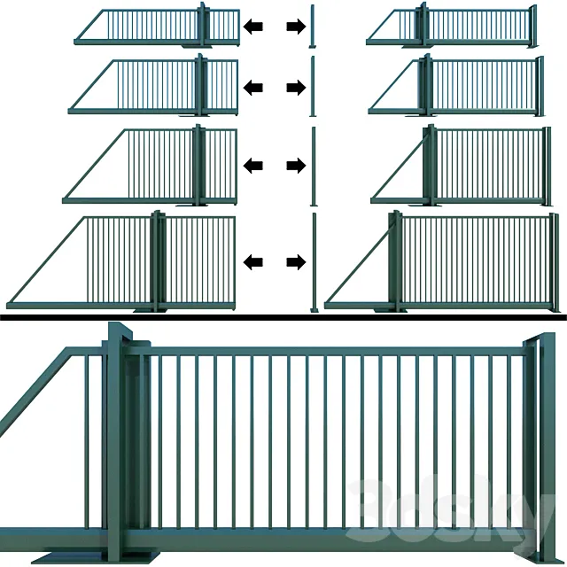Sliding gate wicket 3D Model Sliding gate wicket 3D Model