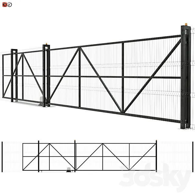 Sliding industrial mesh gates 3D Model Sliding industrial mesh gates 3D Model