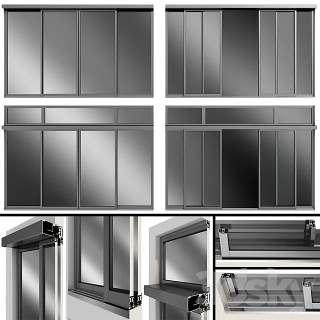 Sliding Metal Automatic Doors 3D Model