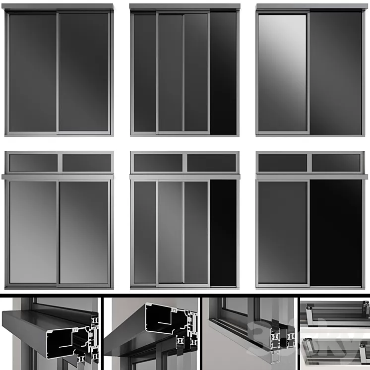 Sliding Metal Automatic Doors 3D Model