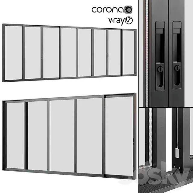 Sliding Metal Windows and Doors. 3D Model