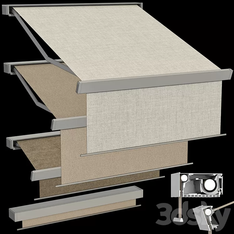 Sliding outdoor awning sun canopy 3D Model Sliding outdoor awning sun canopy 3D Model