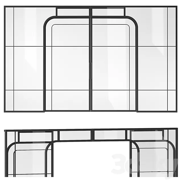 Sliding partition made of metal and glass 3D Model Sliding partition made of metal and glass 3D Model