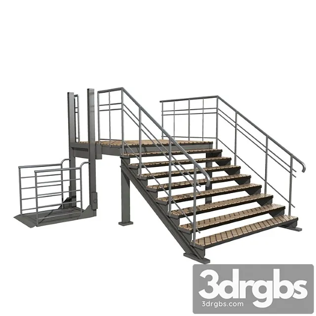 Sliding porch with stairs and lift 3D Model Download