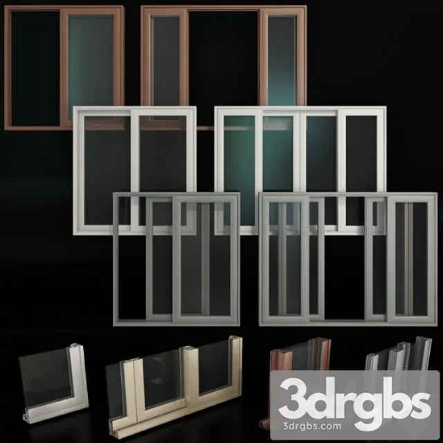 Sliding Stained Glass Aluminum Doors 2 3D Model Download