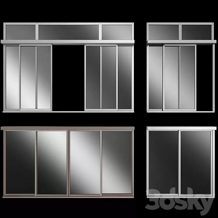 Sliding Stained Glass Aluminum doors 3D Model Free Download
