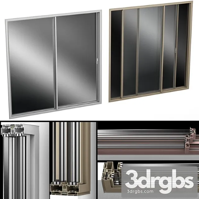 Sliding Stained Glass Aluminum Doors 3D Model Download