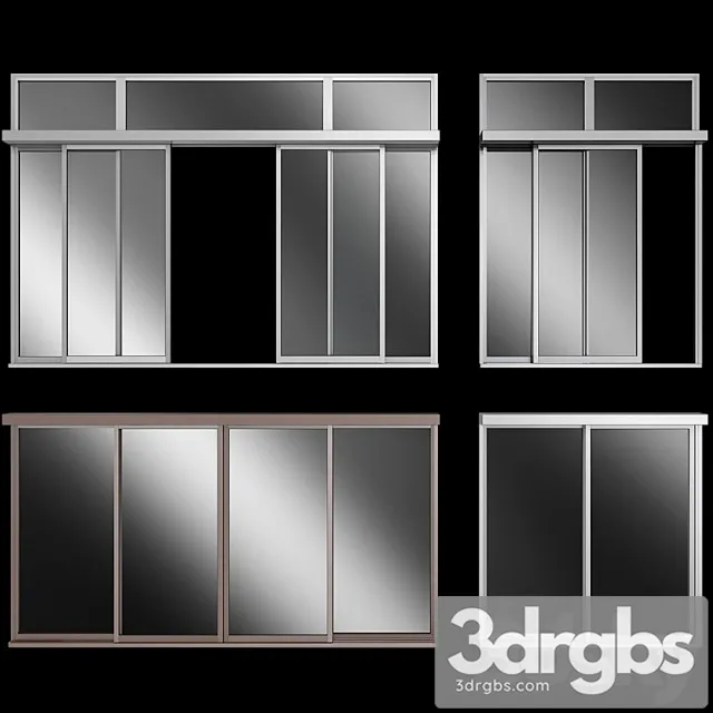 Sliding Stained Glass Aluminum Doors 9 3D Model Download