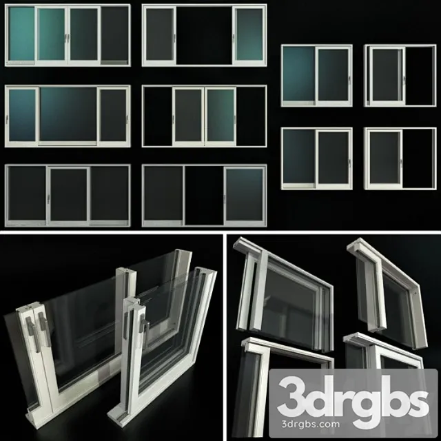 Sliding stained glass aluminum doors_2 3D Model Download