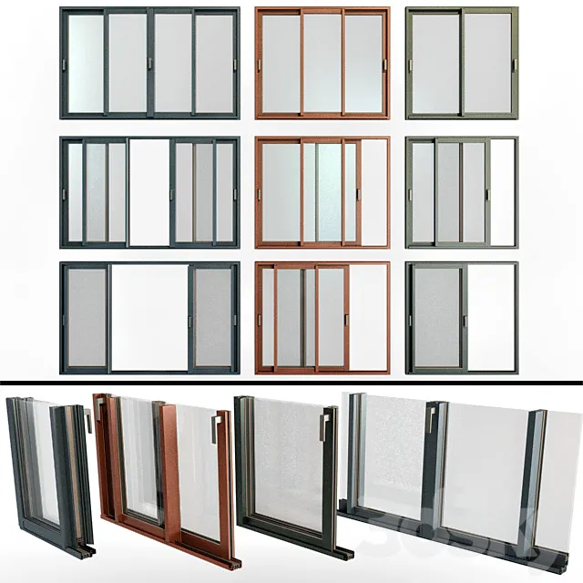 Sliding Stained Glass Aluminum Windows _ Sliding Stained Glass Aluminum Windows 3D Model