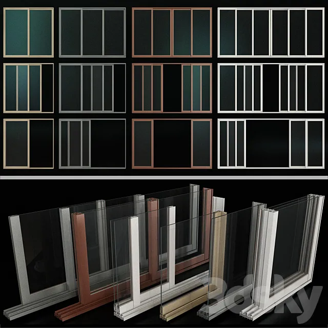 Sliding Stained Glass Aluminum Windows _ Sliding Stained Glass Aluminum Windows 3D Model