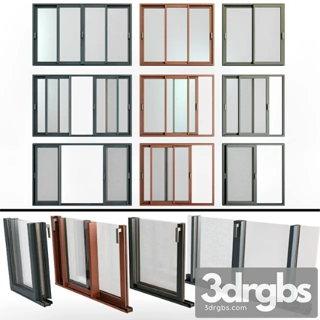 Sliding stained glass aluminum windows_2 3D Model Download