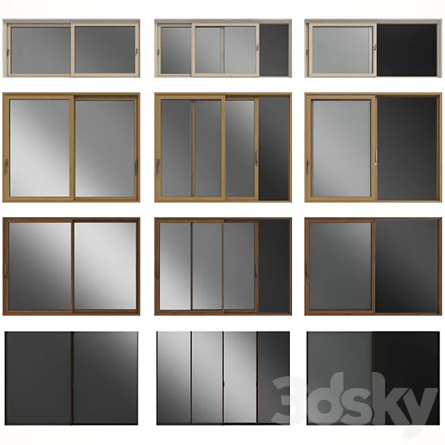 Sliding stained glass wooden windows & doors Free Download