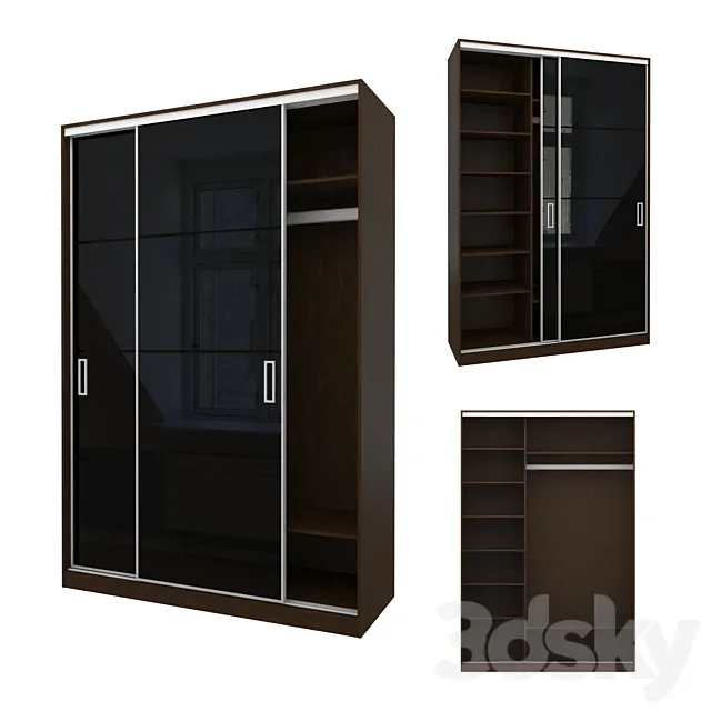 Sliding wardrobe in a narrow Modus MS163 profile 3D Model Sliding wardrobe in a narrow Modus MS163 profile 3D Model