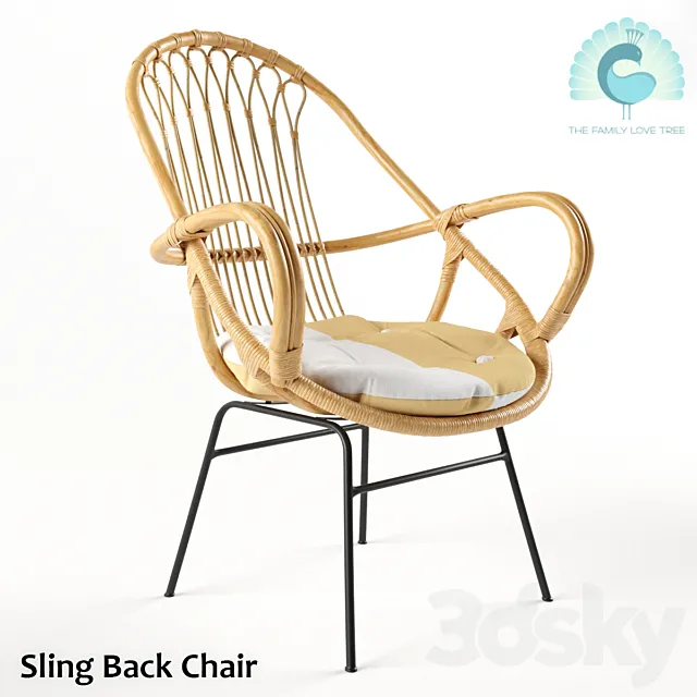 Sling Back Chair Natural 3DModel