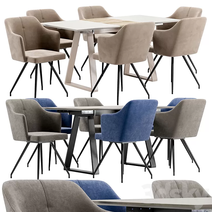 Sling Dining Chair and Detroit Table 3D Model Free Download