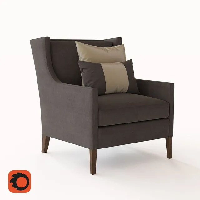 SLOAN WINGBACK UPHOLSTERED CHAIR 3D Model SLOAN WINGBACK UPHOLSTERED CHAIR 3D Model