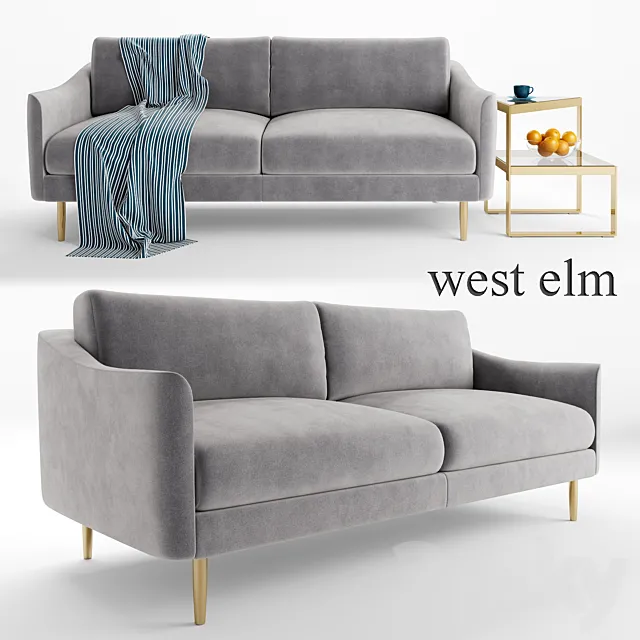 Sloane Sofa and Staggered plane side table – West Elm 3D Model Sloane Sofa and Staggered plane side table – West Elm 3D Model