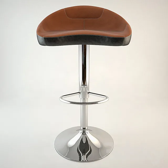 Slugger Bar Stool Black With Tan Stitching 3DModel