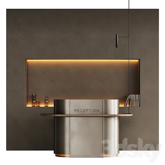 Small minimalistic reception desk in metal 2 3D Model