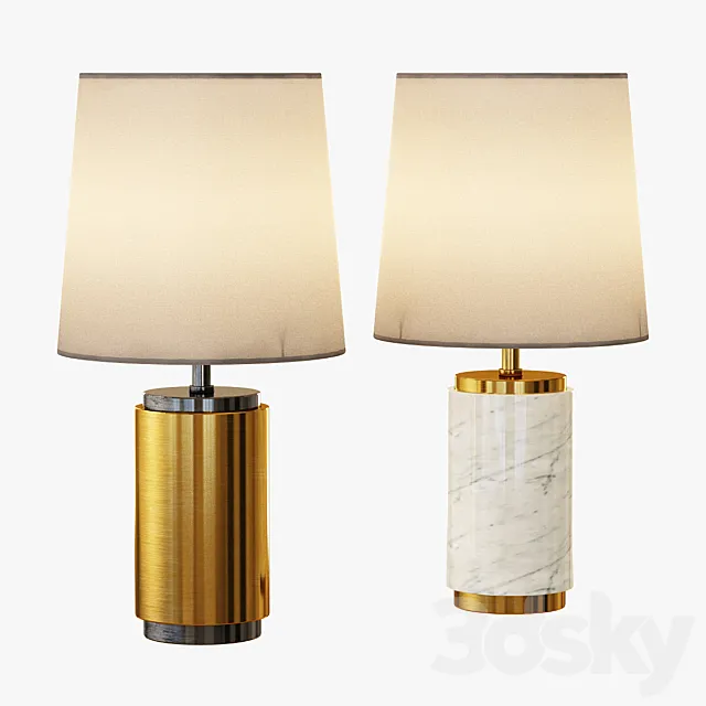 Small Pillar Table Lamp – Antique Brass 3D Model