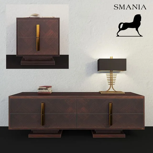Smania Nestor dresser and nightstand 3D Model Smania Nestor dresser and nightstand 3D Model