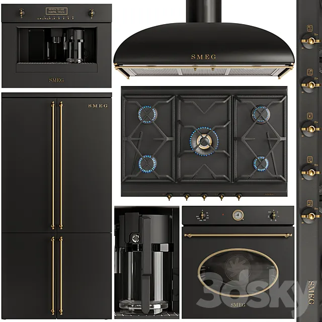 Smeg black appliance 3D Model Smeg black appliance 3D Model